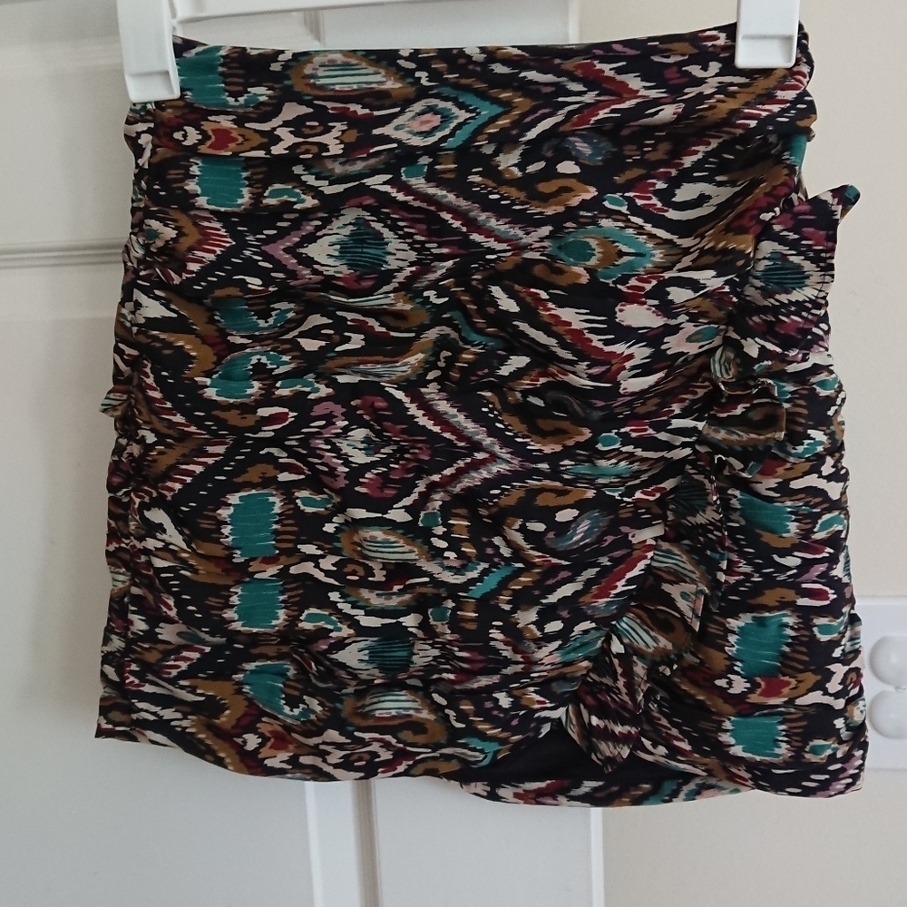 Zara multicolor printed ruffled gathered detail mini skirt size S